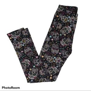 NWT Just Cozy Fur Lined Sugar Skull Leggings